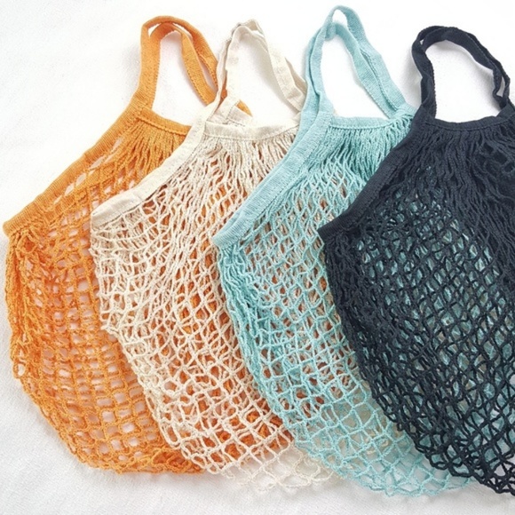 French Cotton Market Net Tote/Bag/Sea Foam Green - Picture 6 of 6